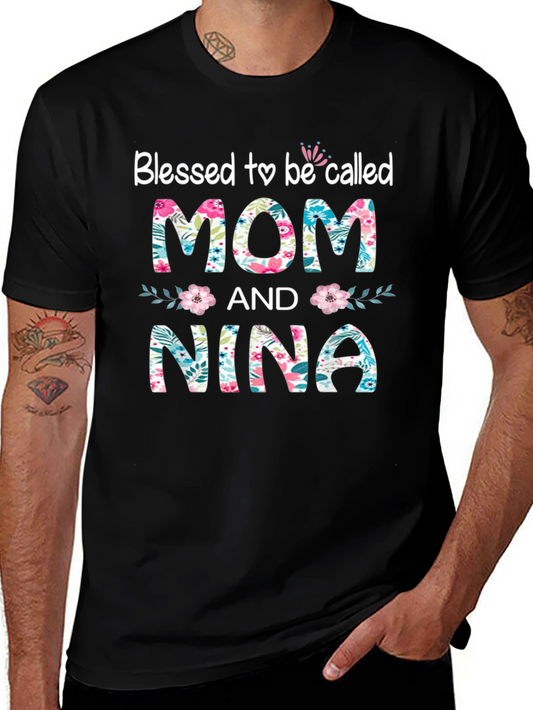 Blessed Mom & Nina Floral Graphic T-Shirt