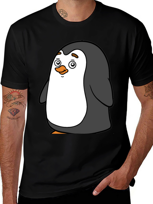 Cute Penguin Graphic Tee - Black