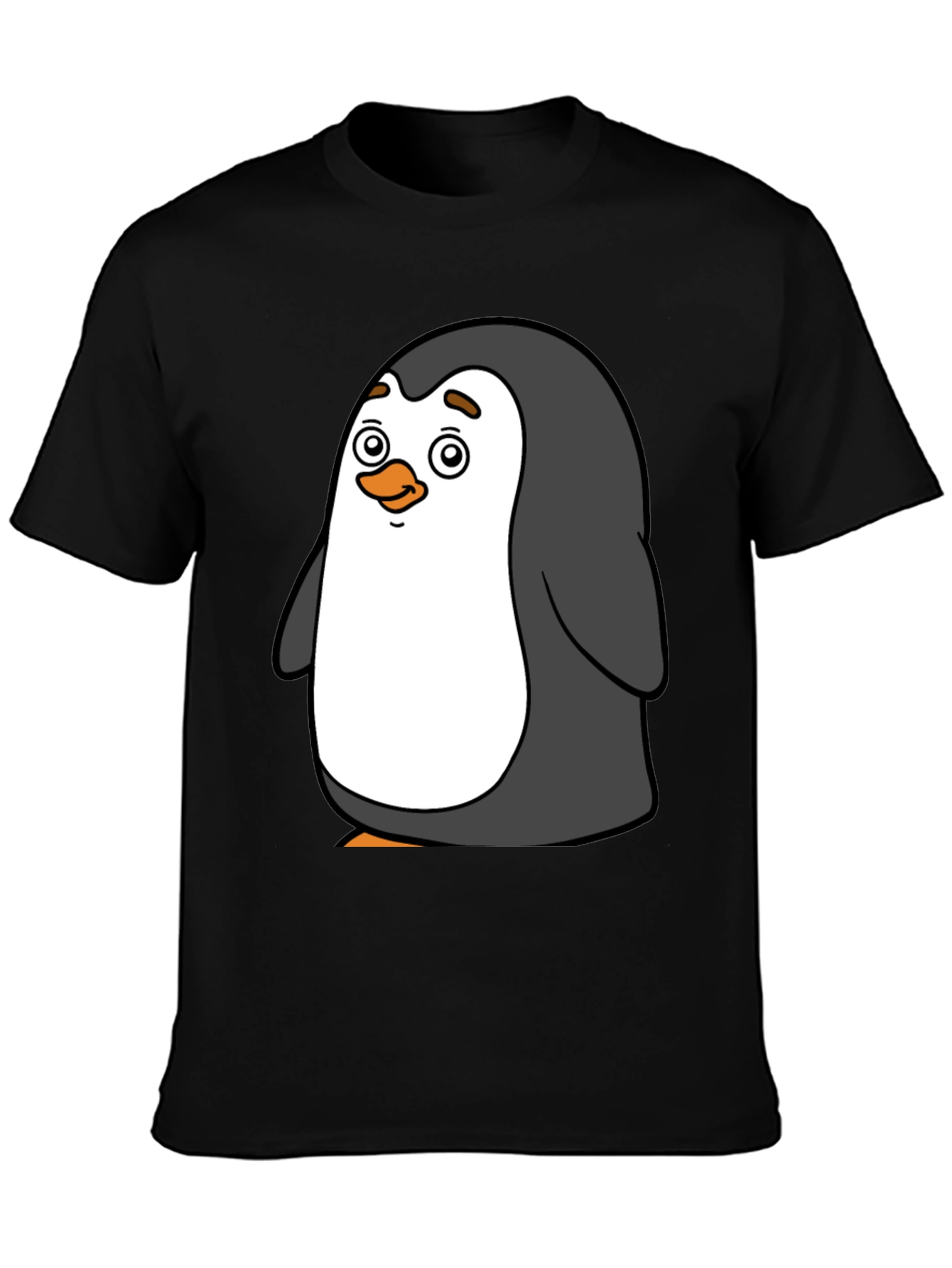 Cute Penguin Graphic Tee - Black