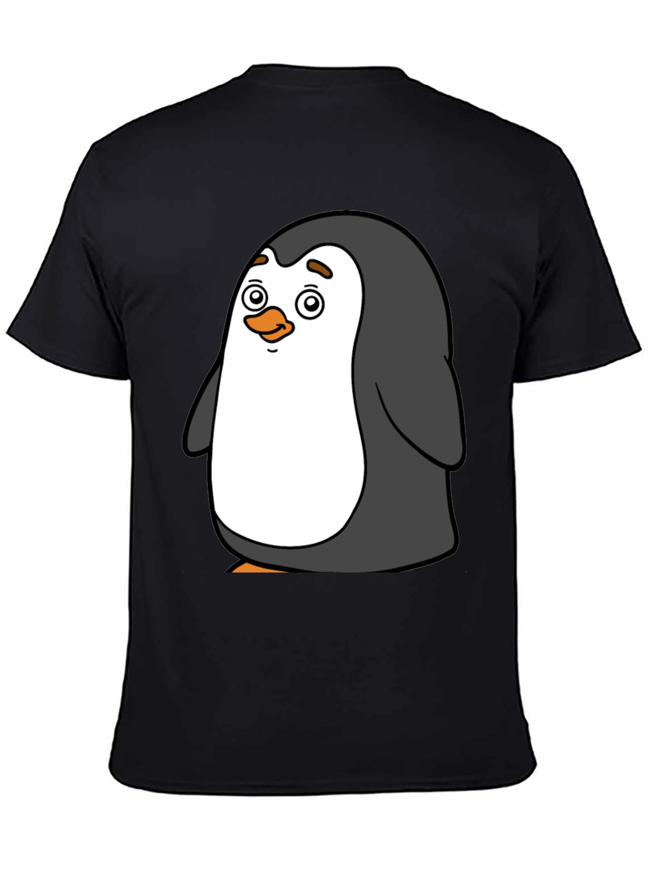 Cute Penguin Graphic Tee - Black