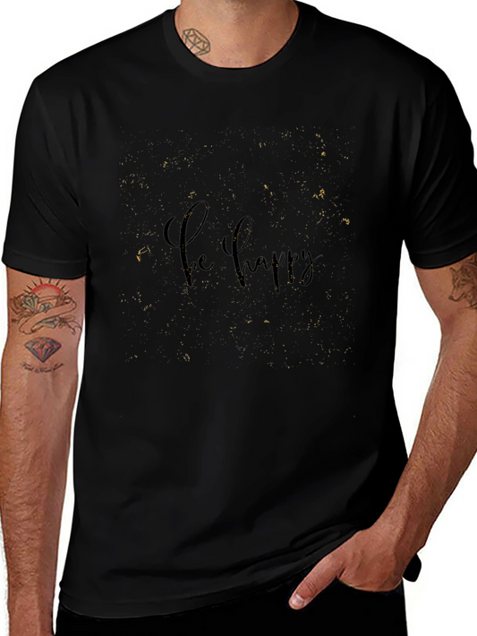 Be Happy Black Graphic T-Shirt