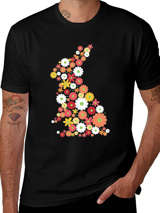 Floral Bunny Graphic Tee - Easter Style