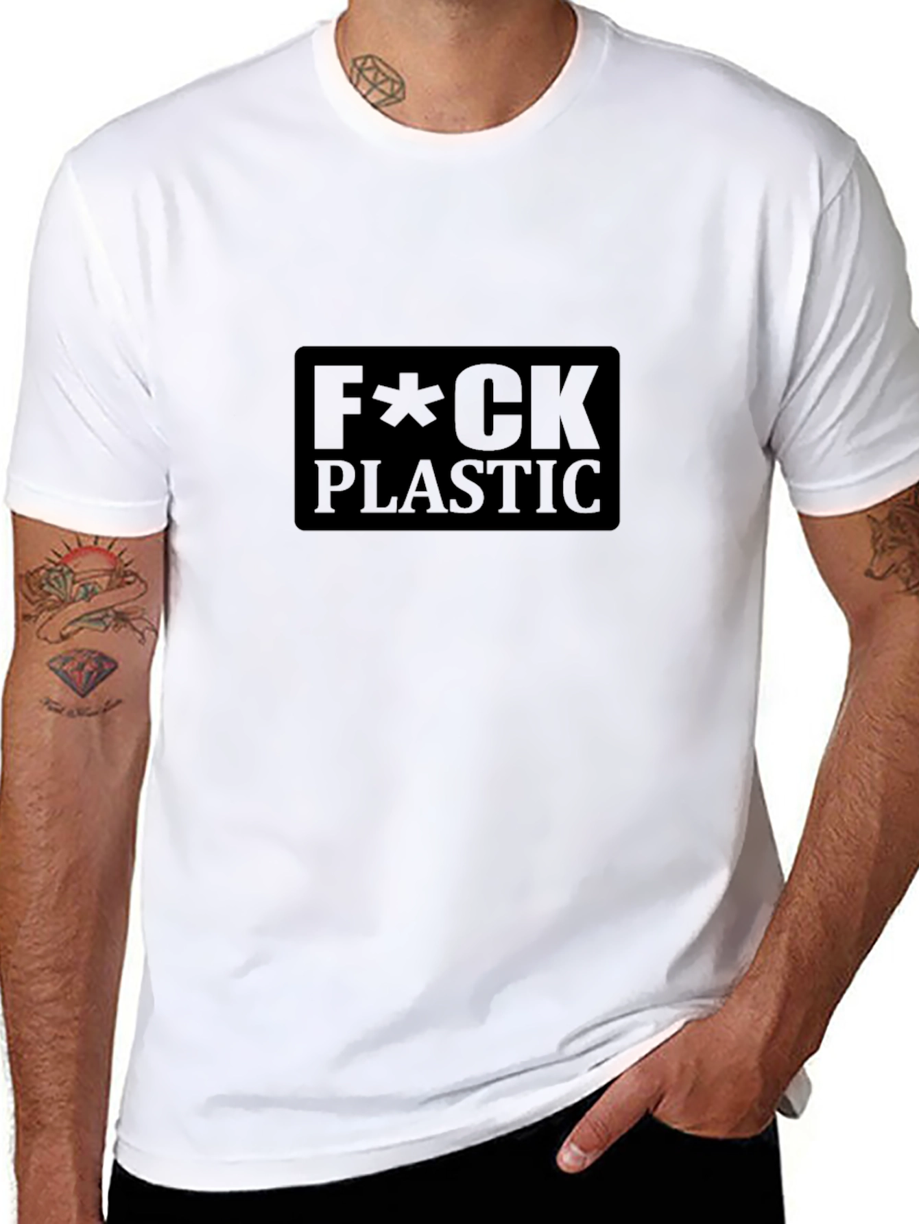 F*ck Plastic Black Graphic Tee - Eco-Friendly Statement Shirt